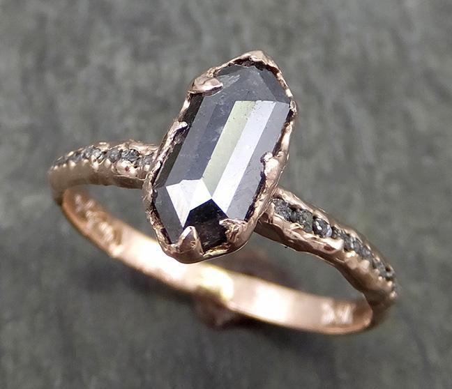Fancy cut Salt and pepper Diamond Engagement 14k Rose Gold Wedding Ring Rough Diamond Ring byAngeline 0637 - by Angeline