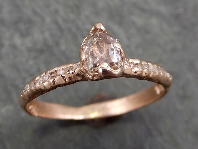 Fancy cut Champagne Diamond Engagement 14k Rose Gold Multi stone Wedding Ring Rough Diamond Ring byAngeline 0640 - by Angeline