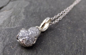 Raw Rough gray diamond 14k white gold Pendant Necklace Jewelry byAngeline 0891 - by Angeline