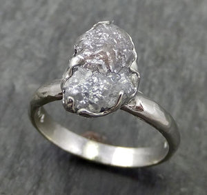 Rough Diamond Engagement Ring Raw 14k White Gold Ring Wedding Diamond Solitaire Rough Diamond Ring byAngeline 0642.1 - by Angeline