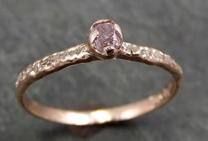 Fancy cut Pink Diamond Engagement 14k Rose Gold Multi stone Wedding Ring Rough Diamond Ring byAngeline 0646 - by Angeline