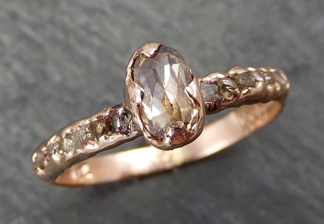 Fancy cut Champagne Diamond Engagement 14k Rose Gold Multi stone Wedding Ring Rough Diamond Ring byAngeline 0644 - by Angeline