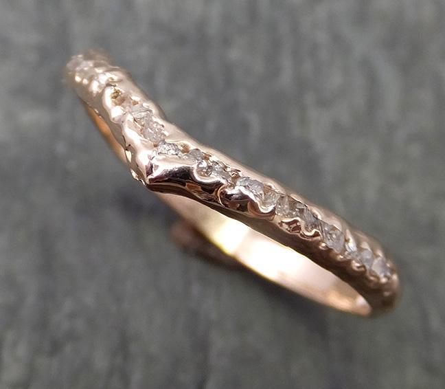 Raw Rough Uncut Diamond Contour Curved Wedding Band rose 14k Gold Wedding Ring C0650 - by Angeline