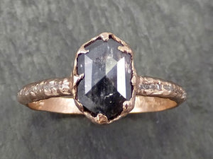 Fancy cut Salt and pepper Diamond Engagement 14k Rose Gold Wedding Ring byAngeline 0653 - by Angeline