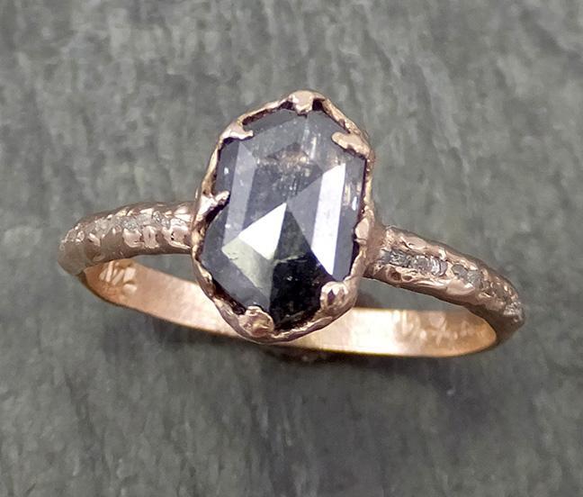 Fancy cut Salt and pepper Diamond Engagement 14k Rose Gold Wedding Ring byAngeline 0653 - by Angeline
