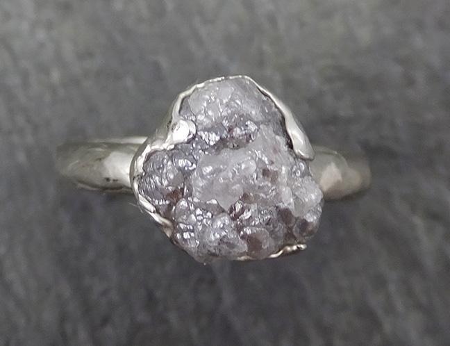 Rough Diamond Engagement Ring Raw 14k White Gold Ring Wedding Diamond Solitaire Rough Diamond Ring byAngeline 0650 - by Angeline
