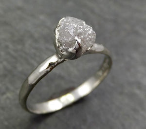 Rough Diamond Engagement Ring Raw 14k White Gold Ring Wedding Diamond Solitaire Rough Diamond Ring byAngeline 0656 - by Angeline