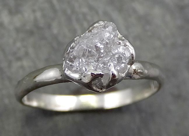 Rough Diamond Engagement Ring Raw 14k White Gold Ring Wedding Diamond Solitaire Rough Diamond Ring byAngeline 0655 - by Angeline