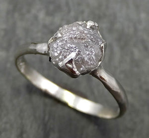 Rough Diamond Engagement Ring Raw 14k White Gold Ring Wedding Diamond Solitaire Rough Diamond Ring byAngeline 0657 - by Angeline