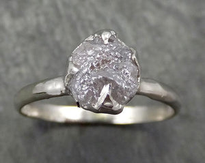 Rough Diamond Engagement Ring Raw 14k White Gold Ring Wedding Diamond Solitaire Rough Diamond Ring byAngeline 0657 - by Angeline