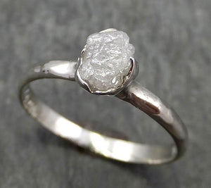 Rough Diamond Engagement Ring Raw 14k White Gold Ring Wedding Diamond Solitaire Rough Diamond Ring byAngeline 0658 - by Angeline