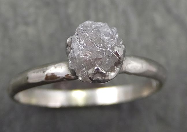 Rough Diamond Engagement Ring Raw 14k White Gold Ring Wedding Diamond Solitaire Rough Diamond Ring byAngeline 0659 - by Angeline