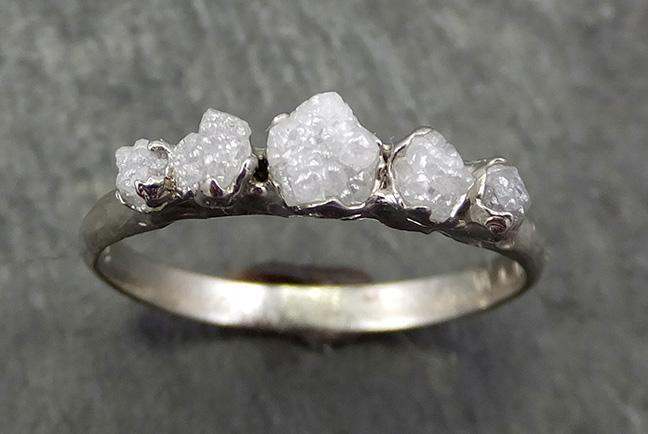 Custom Diamond White gold Engagement Ring Rough Gold Wedding Ring diamond Wedding Ring Rough Diamond Ring byAngeline 0660 - by Angeline