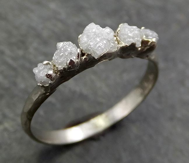 Custom Diamond White gold Engagement Ring Rough Gold Wedding Ring diamond Wedding Ring Rough Diamond Ring byAngeline 0660 - by Angeline