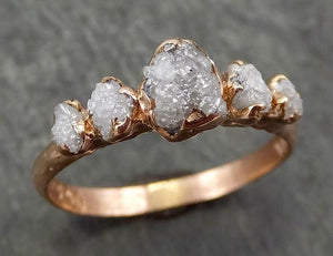 Custom Diamond Rose gold Engagement Ring Rough Gold Wedding Multi stone  Ring diamond Wedding Ring Rough Diamond Ring byAngeline 0661 - by Angeline