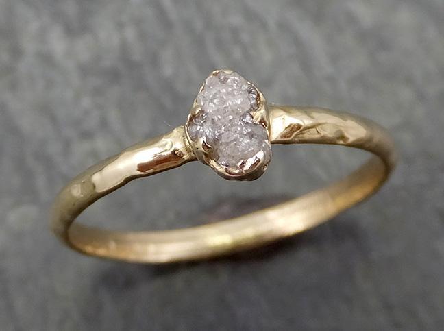 Raw Dainty Diamond Engagement Ring Rough Uncut Diamond Solitaire Recycled 14k yellow  gold Conflict Free Diamond Wedding Promise 0666 - by Angeline