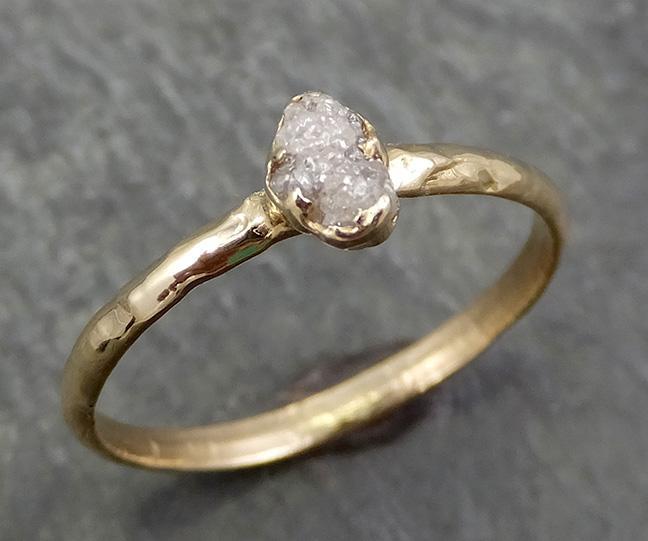 Raw Dainty Diamond Engagement Ring Rough Uncut Diamond Solitaire Recycled 14k yellow  gold Conflict Free Diamond Wedding Promise 0666 - by Angeline