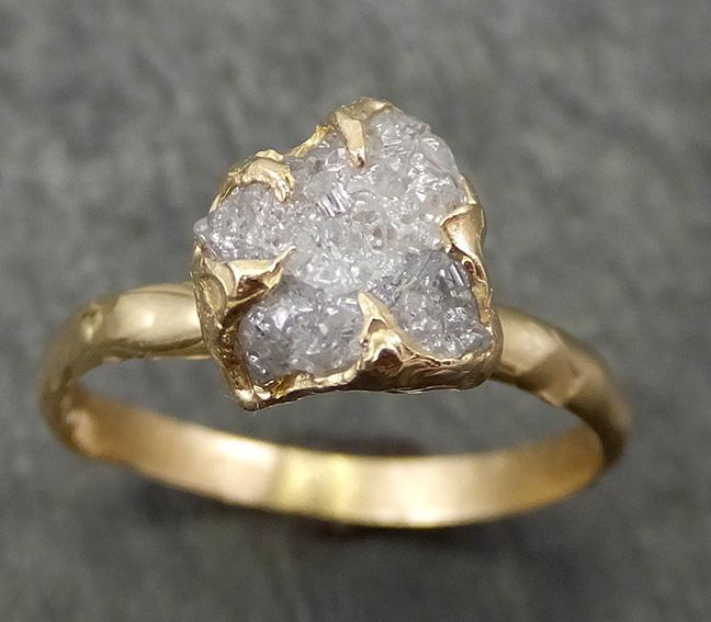 Raw Dainty Diamond Engagement Ring Rough Uncut Diamond Solitaire Recycled 14k gold Conflict Free Diamond Wedding Promise 0667 - by Angeline