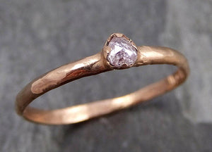 Faceted Fancy cut Rose Dainty Diamond Solitaire Engagement 14k Rose Gold Wedding Ring byAngeline 0880