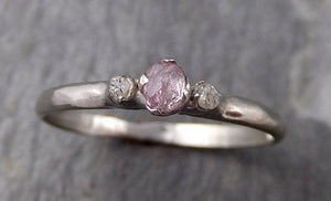 Faceted Fancy cut Dainty pink Diamond Engagement 14k White Gold Multi stone Wedding Ring Rough Diamond Ring byAngeline 0762