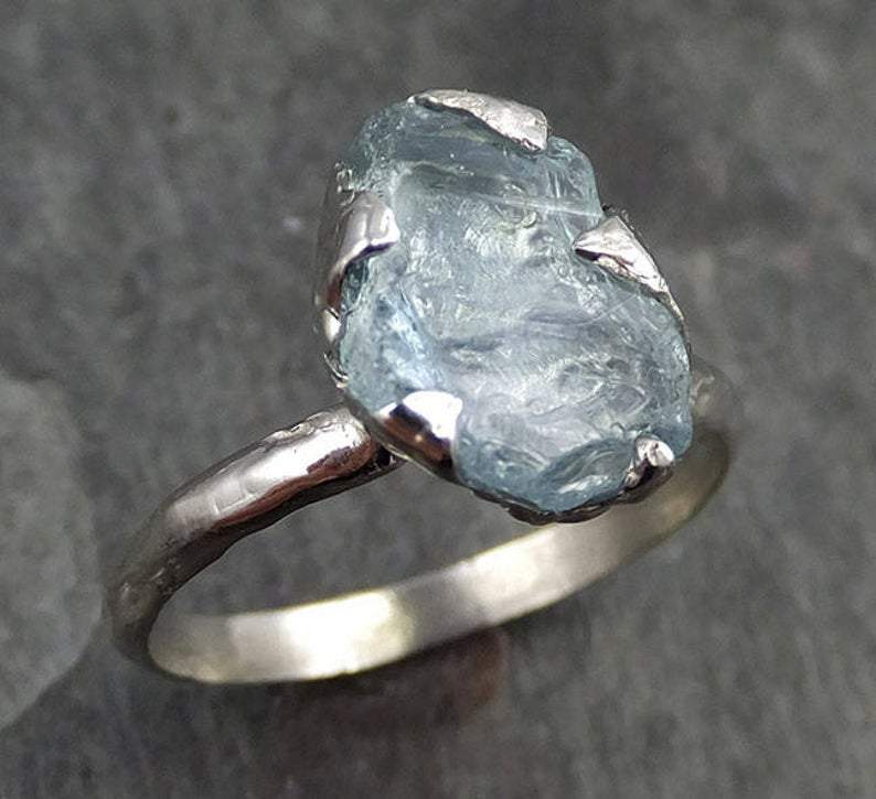 uncut aquamarine solitaire ring  one of a kind gemstone ring bespoke byangeline 0494 Alternative Engagement