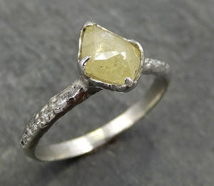 Fancy cut Diamond Engagement 14k White Gold Multi stone Wedding Ring Rough Diamond Ring byAngeline 0672 - by Angeline