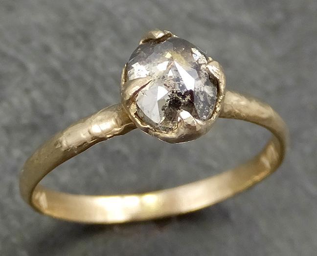 Fancy cut salt and pepper Diamond Engagement 14k Gold Solitaire Wedding Ring byAngeline 0675 - by Angeline