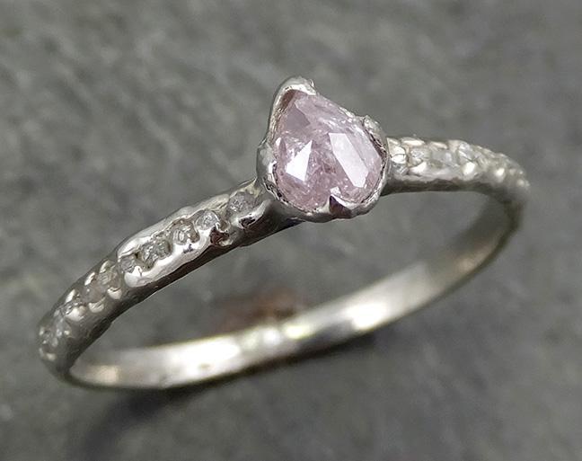 Fancy cut White Diamond Engagement 14k white Gold Multi stone Wedding Ring Rough Diamond Ring byAngeline 0678 - by Angeline