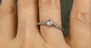 Fancy cut White Diamond Engagement 14k white Gold Multi stone Wedding Ring Rough Diamond Ring byAngeline 0678 - by Angeline
