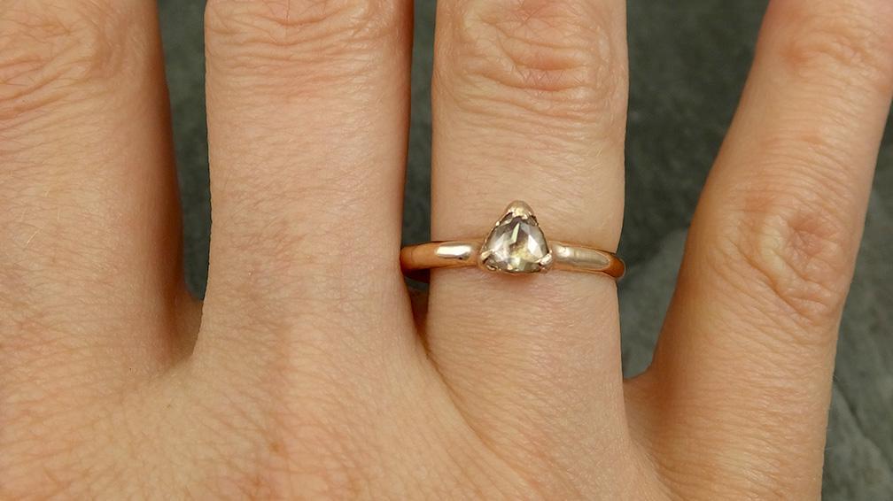 Fancy cut Champagne Diamond Solitaire Engagement 14k Rose Gold Wedding Ring byAngeline 0682 - by Angeline