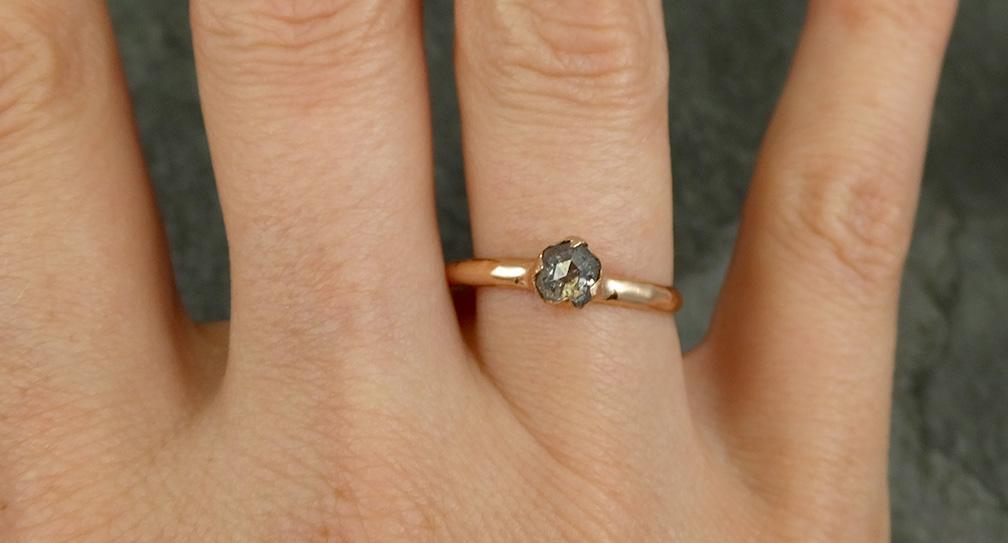 Fancy cut salt and pepper Diamond Engagement 14k Gold Solitaire Wedding Ring byAngeline 0683 - by Angeline