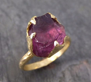 Rough Raw Natural Pink Pyrope Solitaire Garnet  Gemstone ring Recycled 18k Gold One of a kind Gemstone ring byAngeline 0099 - by Angeline