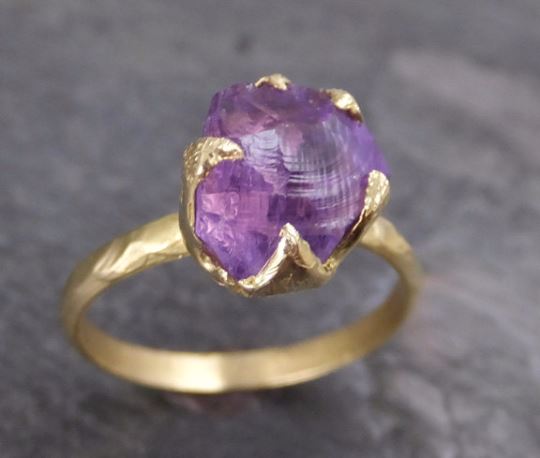 Amethyst Gold Ring Purple Gemstone Recycled 18k Gold Gemstone One of a kind Birthstone Unique Cocktail Statement ring byAngeline 0116 - by Angeline