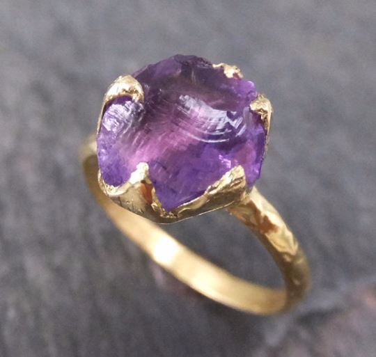 Amethyst Gold Ring Purple Gemstone Recycled 18k Gold Gemstone One of a kind Birthstone Unique Cocktail Statement ring byAngeline 0116 - by Angeline