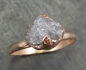 Raw Diamond Solitaire Engagement Ring Rough Uncut Rose gold Conflict Free Silver Diamond Wedding Promise 0688 - by Angeline
