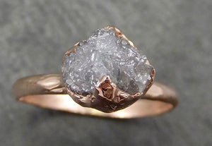 Raw Diamond Solitaire Engagement Ring Rough Uncut Rose gold Conflict Free Silver Diamond Wedding Promise 0688 - by Angeline