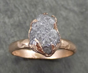 Raw Diamond Solitaire Engagement Ring Rough Uncut Rose gold Conflict Free Silver Diamond Wedding Promise 0690 - by Angeline