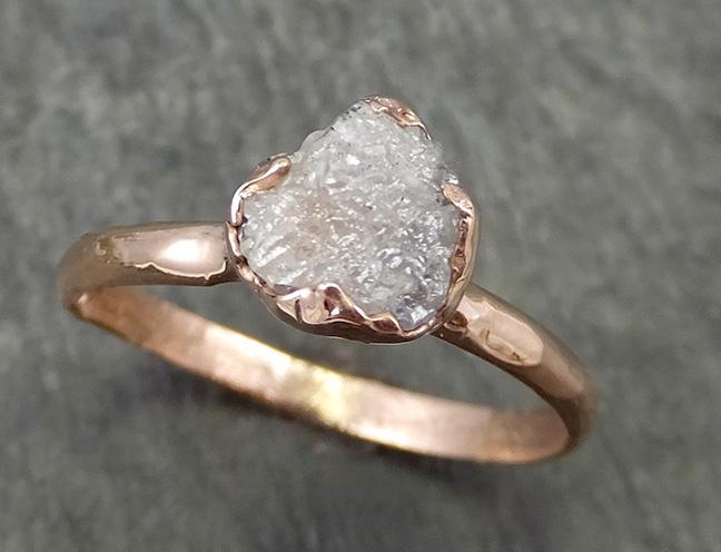 Raw Diamond Solitaire Engagement Ring Rough Uncut Rose gold Conflict Free Silver Diamond Wedding Promise 0691 - by Angeline