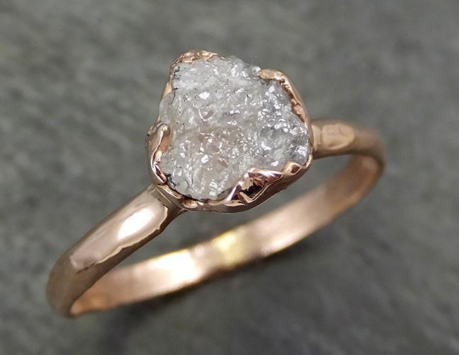 Raw Diamond Solitaire Engagement Ring Rough Uncut Rose gold Conflict Free Silver Diamond Wedding Promise 0691 - by Angeline