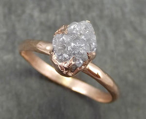 Raw Diamond Solitaire Engagement Ring Rough Uncut Rose gold Conflict Free Silver Diamond Wedding Promise 0693 - by Angeline