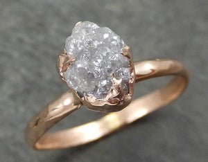 Raw Diamond Solitaire Engagement Ring Rough Uncut Rose gold Conflict Free Silver Diamond Wedding Promise 0693 - by Angeline
