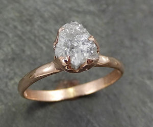 Raw Diamond Solitaire Engagement Ring Rough Uncut Rose gold Conflict Free Silver Diamond Wedding Promise 0692 - by Angeline