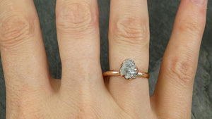 Raw Diamond Solitaire Engagement Ring Rough Uncut Rose gold Conflict Free Silver Diamond Wedding Promise 0692 - by Angeline