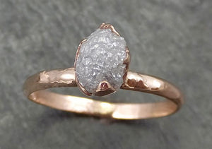 Raw Diamond Solitaire Engagement Ring Rough Uncut Rose gold Conflict Free Silver Diamond Wedding Promise 0694 - by Angeline