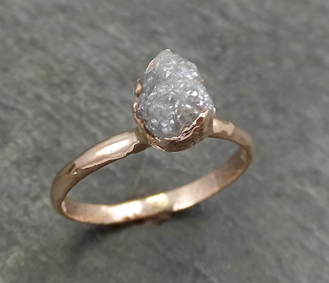 Raw Diamond Solitaire Engagement Ring Rough Uncut Rose gold Conflict Free Silver Diamond Wedding Promise 0695 - by Angeline