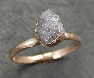 Raw Diamond Solitaire Engagement Ring Rough Uncut Rose gold Conflict Free Silver Diamond Wedding Promise 0695 - by Angeline