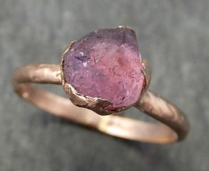 Raw Sapphire montana sapphire Rose Gold Engagement Ring Magenta Wedding Ring Custom One Of a Kind Gemstone Ring Solitaire Ring byAngeline 0696 - by Angeline