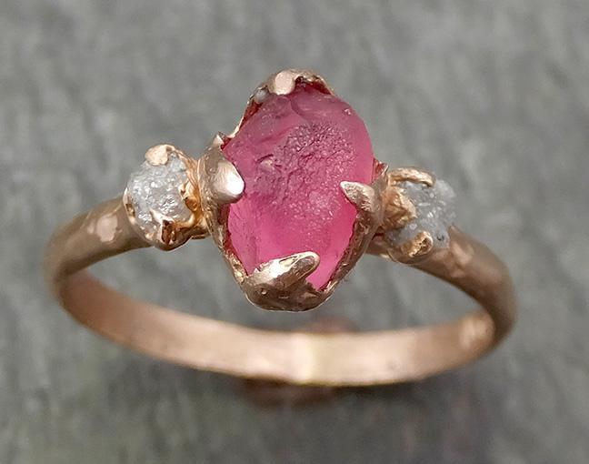 Raw Sapphire Gold Engagement Ring pink Wedding Ring Custom Multi stone Gemstone Ring byAngeline 0698 - by Angeline