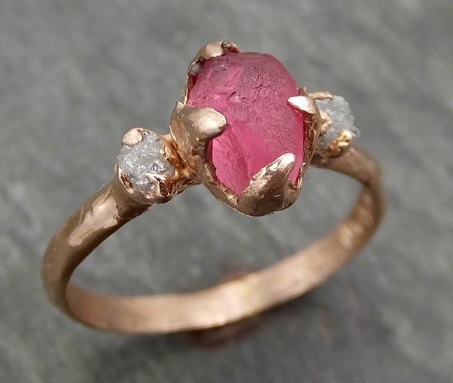 Raw Sapphire Gold Engagement Ring pink Wedding Ring Custom Multi stone Gemstone Ring byAngeline 0698 - by Angeline