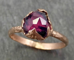 Partially Faceted Sapphire Solitaire 14k rose Gold Engagement Ring Wedding Ring Custom One Of a Kind Gemstone Ring 0699 - by Angeline